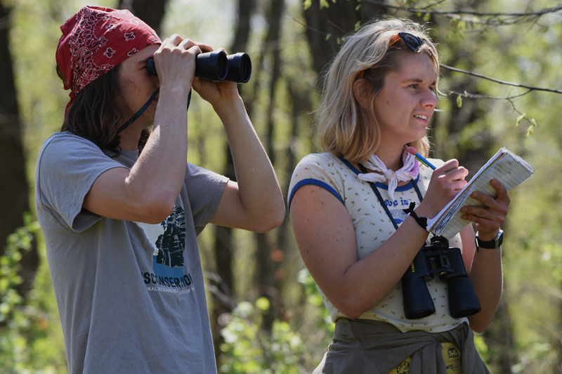 The Reckless Wrens look for birds during the Great Wisconsin Birdathon, Photo by Richard Armstrong Team Reckless Wrens look for birds