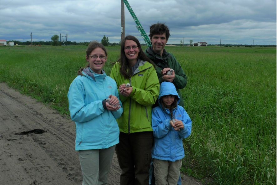 Christine and family banding kestrels.