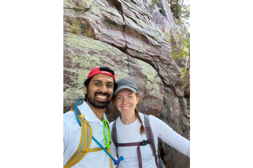 Soumi hiking at Devil’s Lake State Park with friends. 