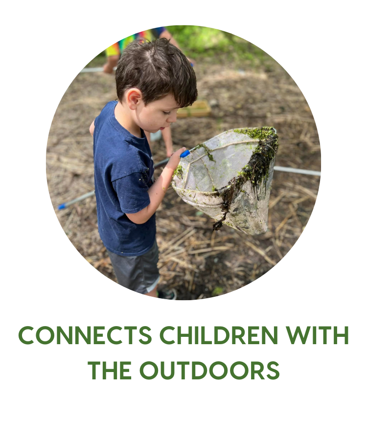 Connects Children with the outdoors Connects children with the outdoors - photo shows a child looking at a net full of aquatic plants