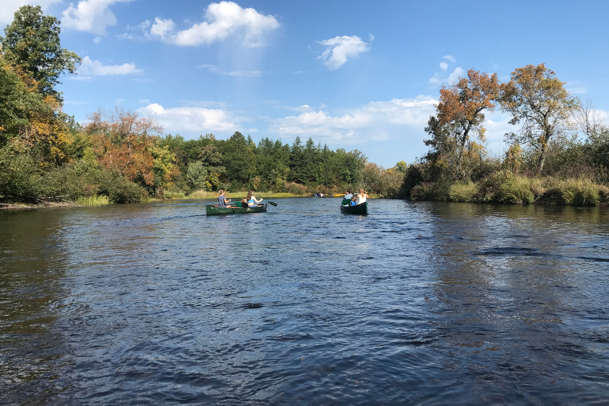 Students canoeing on the Namekagon River.